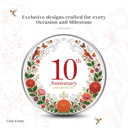 10th Anniversary Silver Coin — Personalize Message For Couples/Corporate Milestones