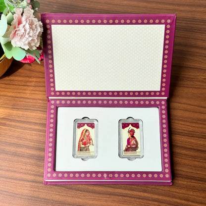 999 Pure Silver Raja & Rani Wedding Bar Coin Set – 20gm
