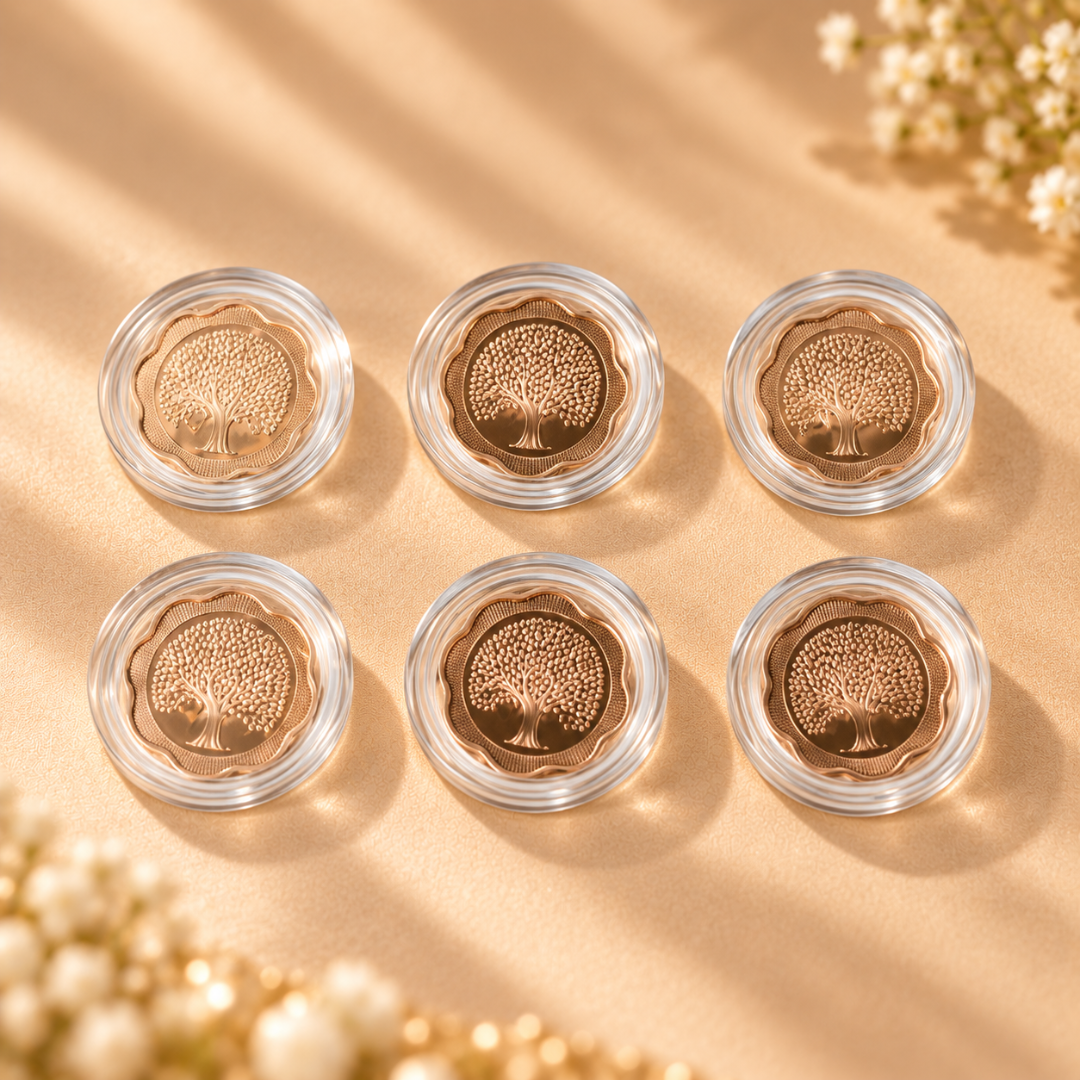 Premium 999 Pure Silver Flower Banyan Tree Gift Coin Set of 6 (2g Each)