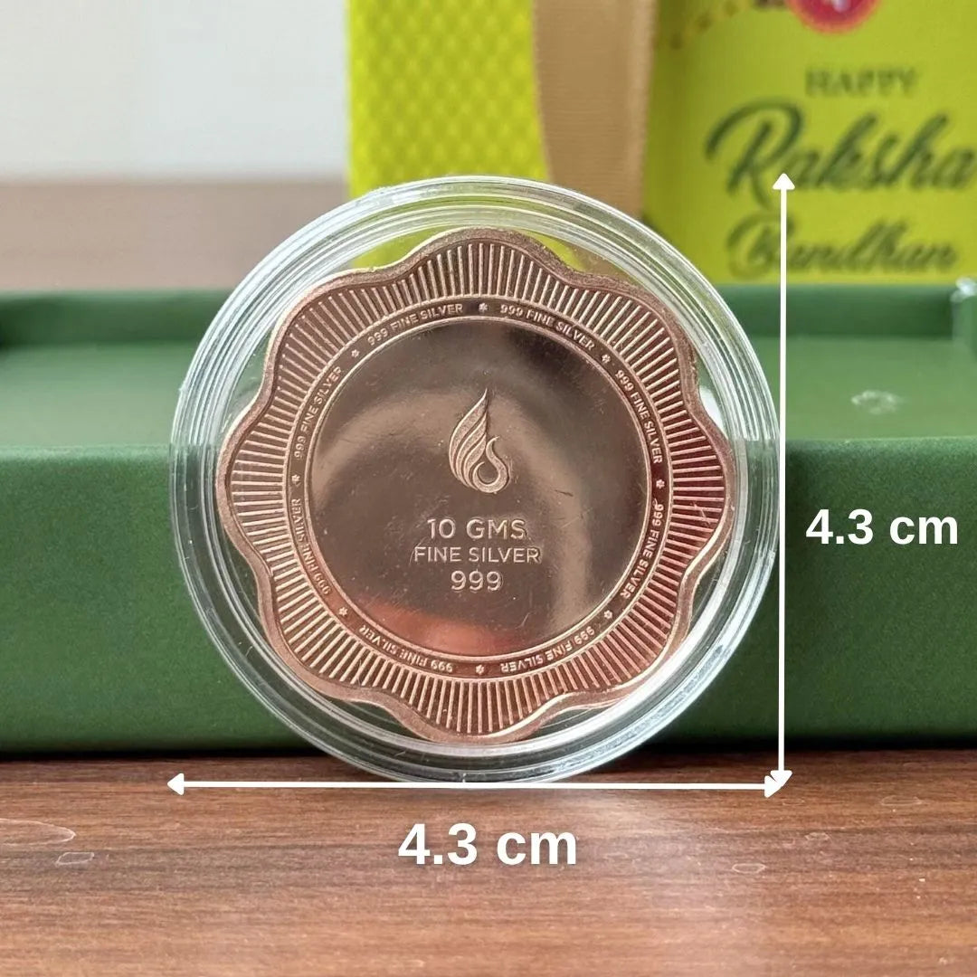 Evergreen Love Raksha Bandhan 10 gram Silver Coin - 999 Purity Silver Coin