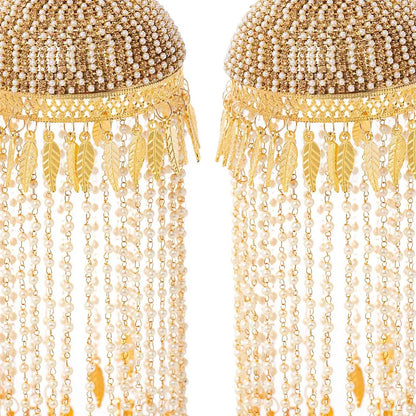 Golden Pearl Strings Dome Ends Long Bridal Kaleera