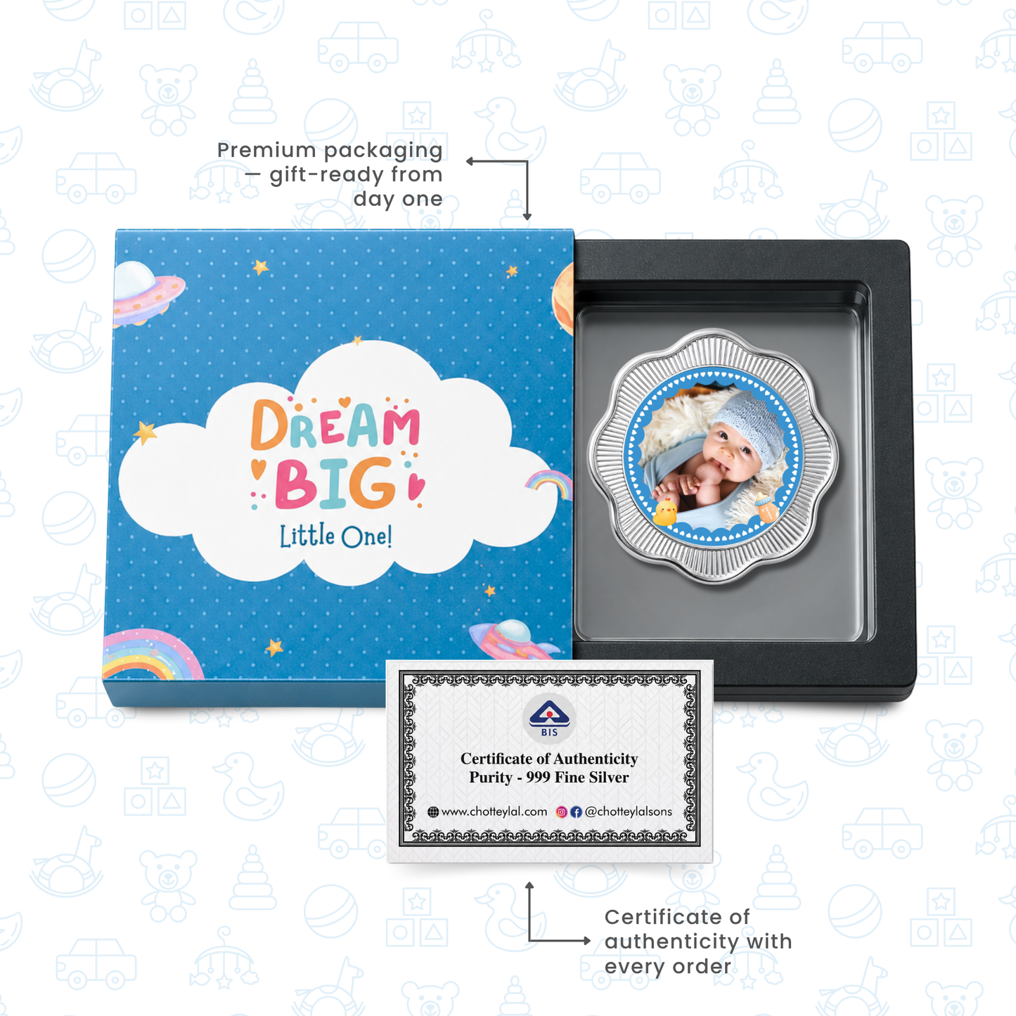 It's A Boy Silver Coin For Baby Announcements - Add Photo & Name