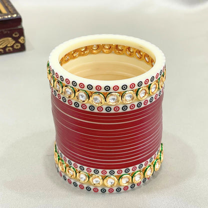 Pure Pearl Radiance Kundan Dark Red Chooda