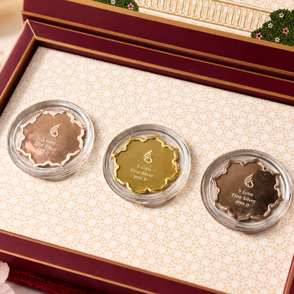 Lotus in Hand Silver Coin Set of 3 | 5g Each | 999 Pure Silver