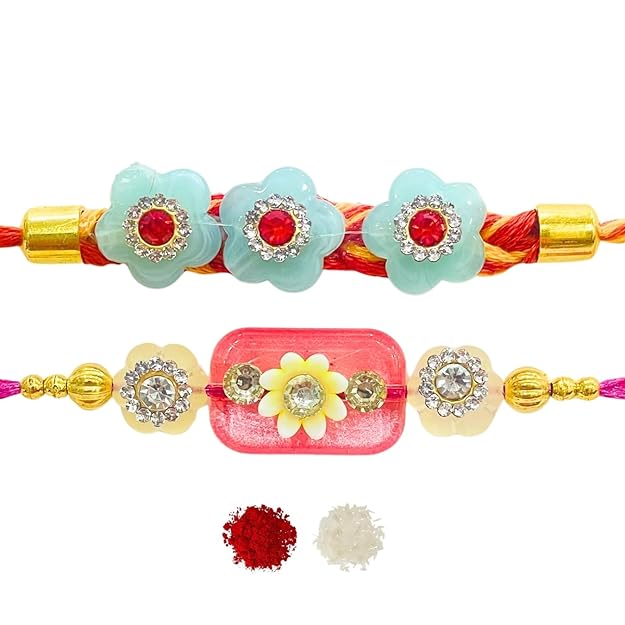 Men,s Rakhi - Set of 2 Colourful Flower