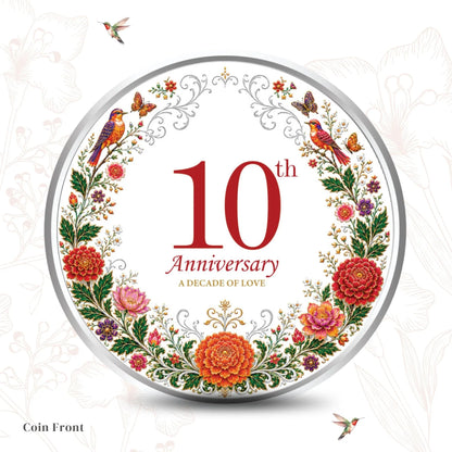 Chotteylal & Sons Customised 10th Anniversary Silver Coin