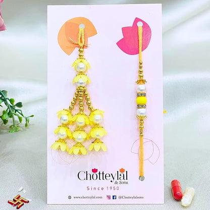 Pair Rakhi - Beautiful Yellow Flower Design