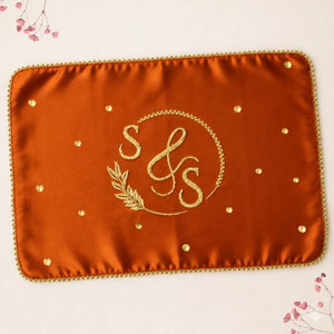 Premium Orange Mehendi Mat with Custom Logo for Wedding Rituals