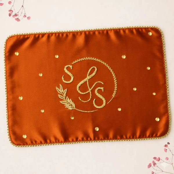 Premium Orange Mehendi Mat with Custom Logo for Wedding Rituals