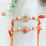 Men's Rakhi - Set of 2 Orange and Pearl Beads