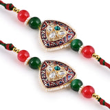 Men's Rakhi - Trillion Shape Raklhi Kundan and Beads Design - Set of 2