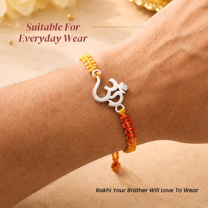 92.5 Silver Om Bracelet Rakhi – Spiritual & Trendy Design for Brother
