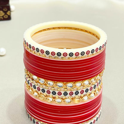 Pure Pearl Shimmer Kundan Diamond Red Chooda