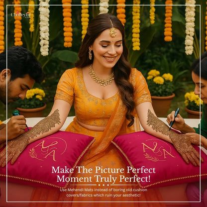 Green Mehndi Mat Customizable With Logo and 1 Line Text