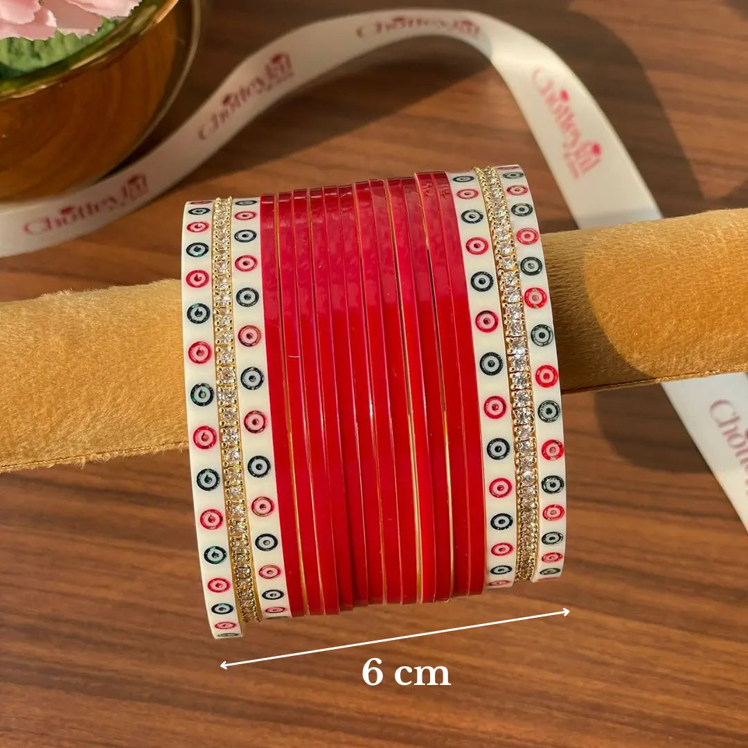 Dark Red Semi Pearl Chooda – Premium Bridal Set - 15