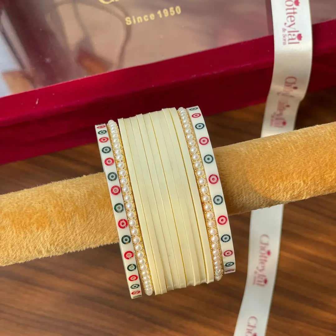 Semi Pearl Ivory Chooda Set of 11