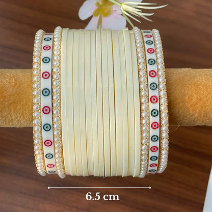 Semi Pearl Ivory Chooda Set of 15