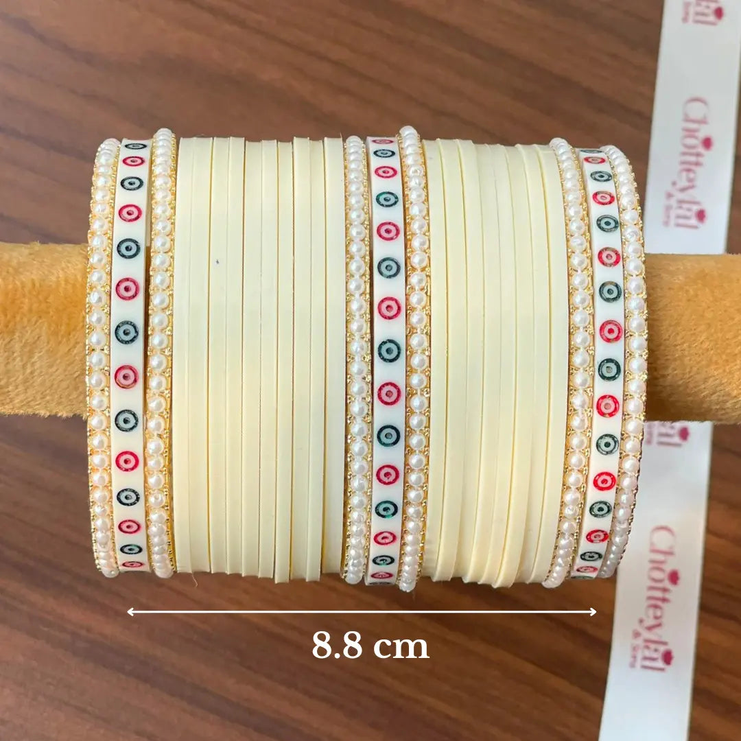 Semi Pearl Ivory Chooda Set of 21
