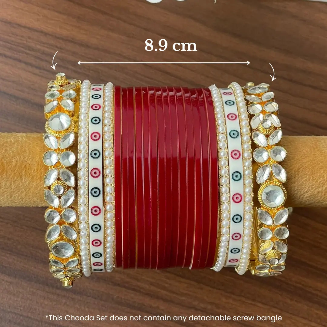 Semi Pearl Dark Red Chooda Set of 15