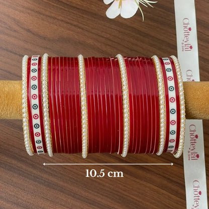 Semi Pearl Dark Red Chooda Set of 31