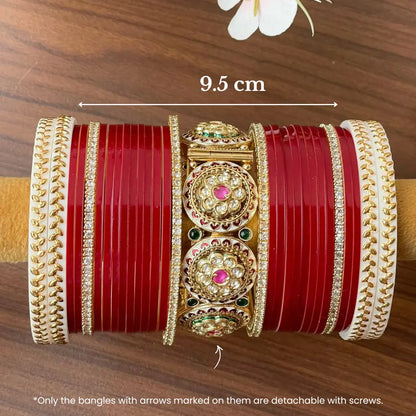 Semi Pearl Maroon Chooda Set of 21