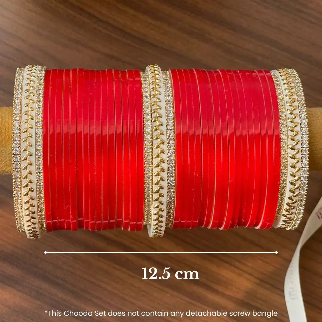 Semi Pearl Dark Red Chooda Set of 31