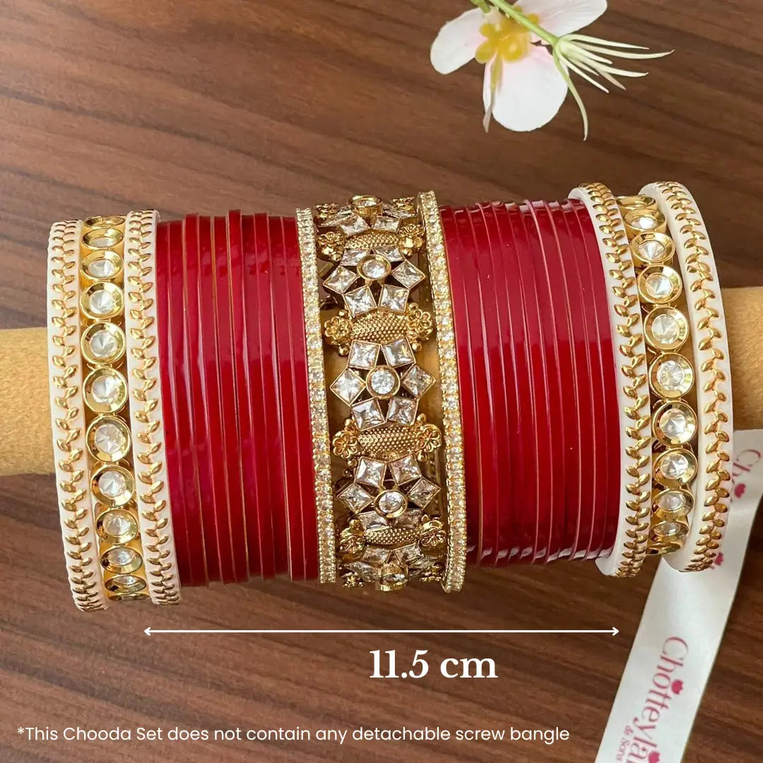 Maroon Semi Pearl Chooda – 21-Piece Bridal Set