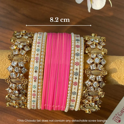 Semi Pearl Pink Chooda Set of 11