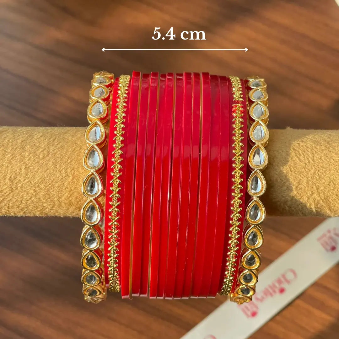 Semi Pearl Dark Maroon Chooda Set of 11