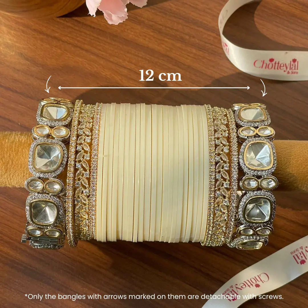 Semi Pearl Ivory Chooda Set of 21