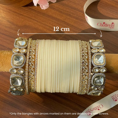Semi Pearl Ivory Chooda Set of 21
