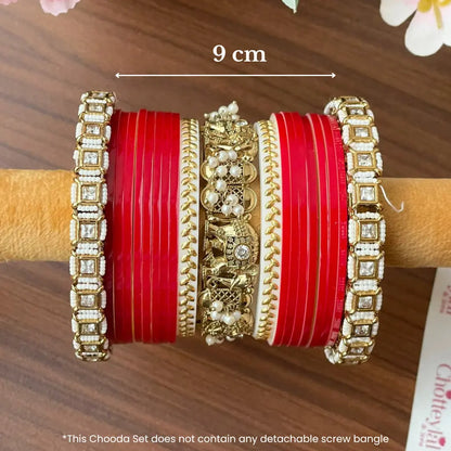 Semi Pearl Dark Red Chooda Set of 15