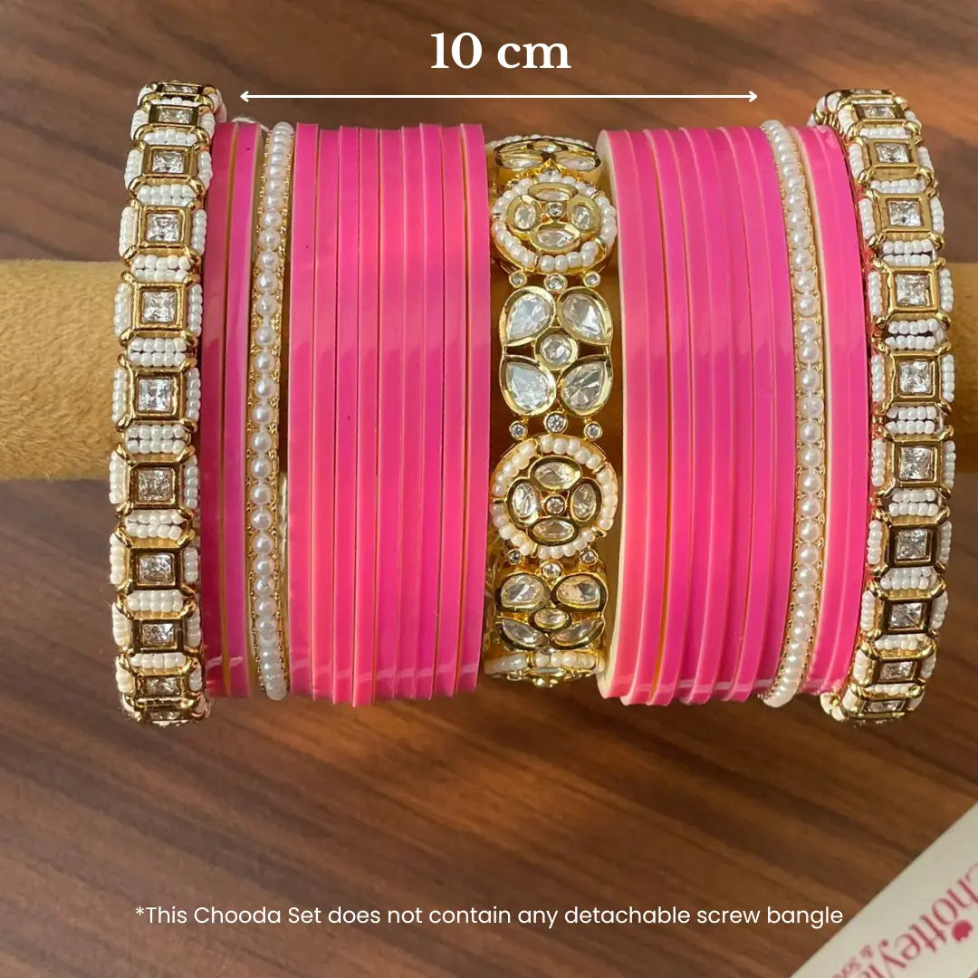 Semi Pearl Pink Chooda Set of 21