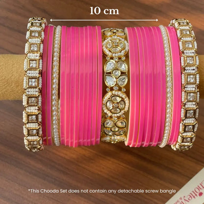 Semi Pearl Pink Chooda Set of 21