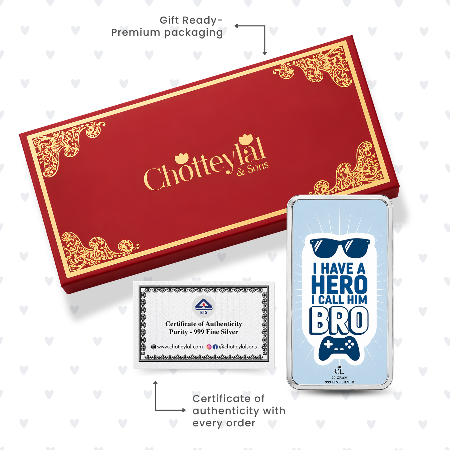 Hero Bro Personalised Raksha Bandhan Silver Bar Gift