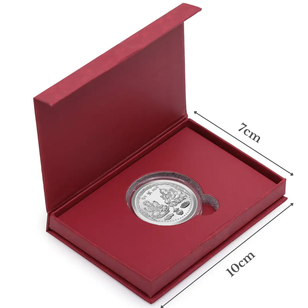 999 Pure Laxmi Ganesh 10 gm Silver Coin Set With Red Box