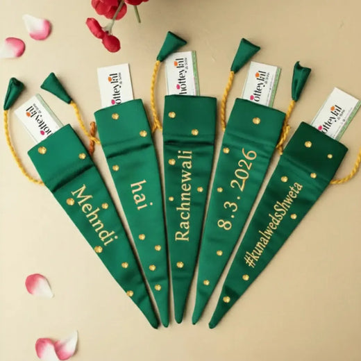 Green Mehendi Cone Cover -  Customise Name, Text, Initials, Etc.