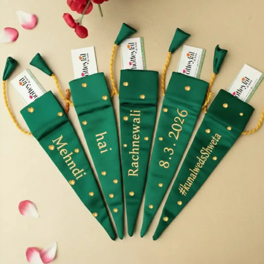 Green Mehendi Cone Cover -  Customise Name, Text, Initials, Etc.