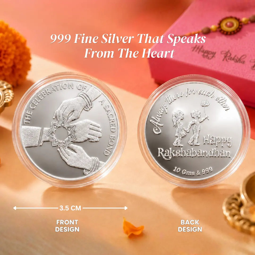 Classic Happy Rakhi Gift – Rakhi on Hand 10g Silver Coin