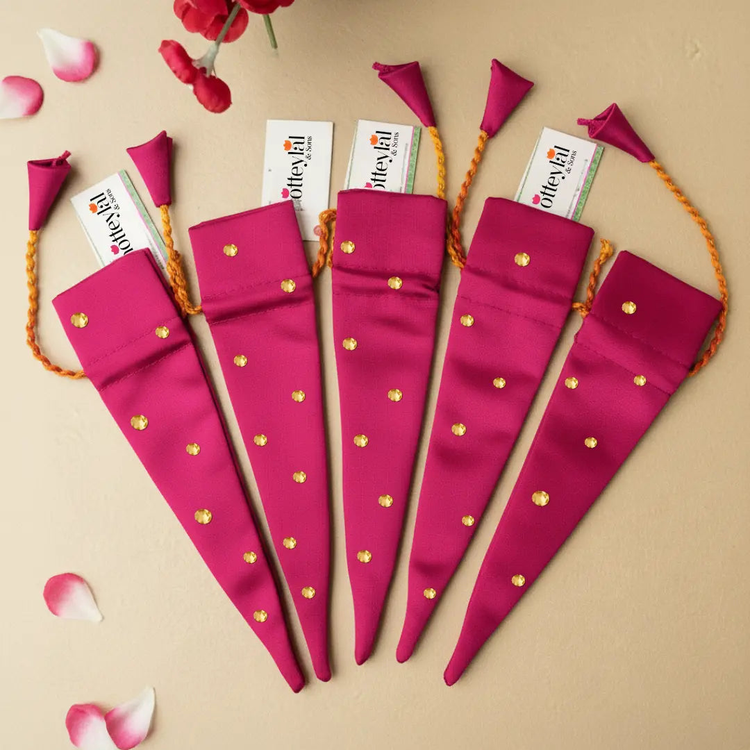 Chotteylal and Sons Heritage Dark Pink Stone Satin Heritage Mehndi Cone Holder