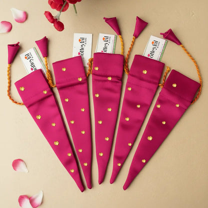 Chotteylal and Sons Heritage Dark Pink Stone Satin Heritage Mehndi Cone Holder