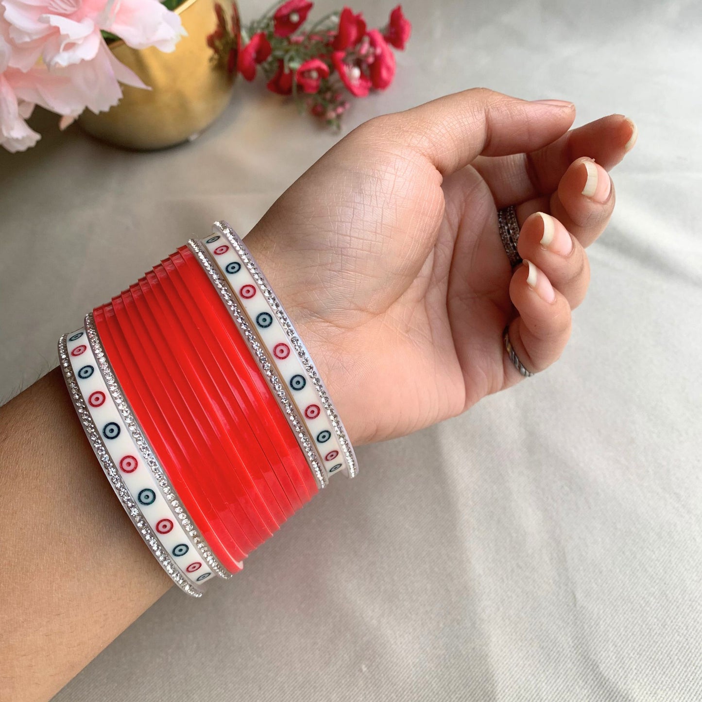 Pure Pearl Modern Diamond Red Chooda