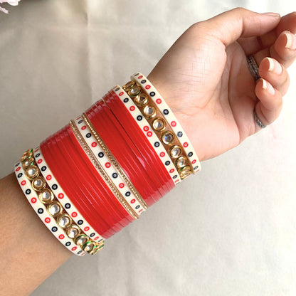 Pure Pearl Elegant Kundan Dark Red Chooda