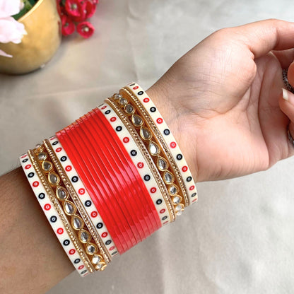 Pure Pearl Classic Kundan Red Chooda