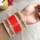 Pure Pearl Classic Kundan Red Chooda