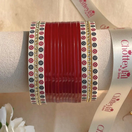 Pure Pearl Classic Heritage Diamond Maroon Chooda Set of 15