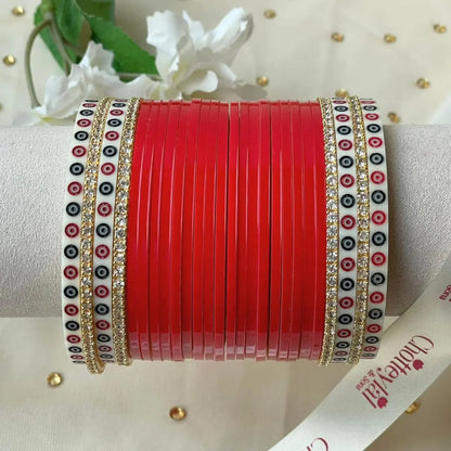 Pure Pearl Classic Heritage Diamond Red Chooda Set of 21