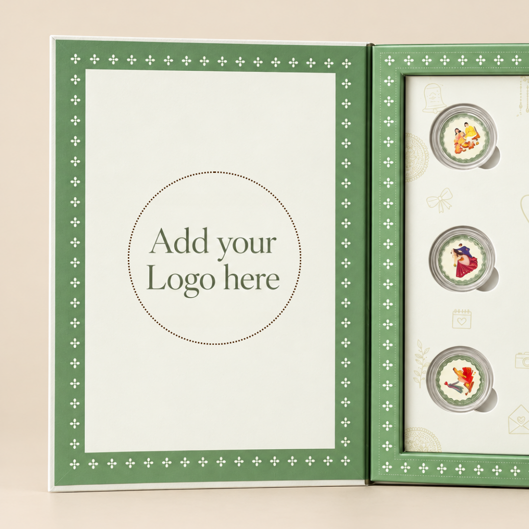 SubhVivah, Silver, Green Folder Box - Set of 6 Coins (1 g Each, Total 6 g)