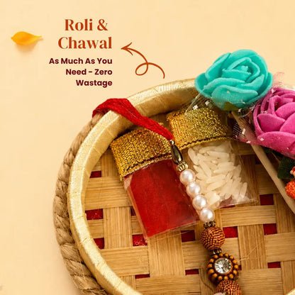 Utsav Rakhi With Mini Tilak Tray Set