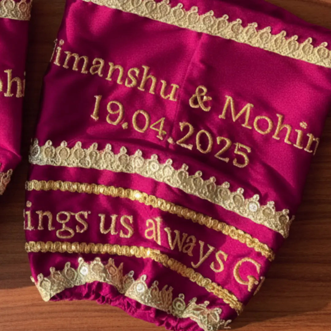 Blessings Always Guruji Baby Pink Chooda Cover – Custom Satin Bridal Cover